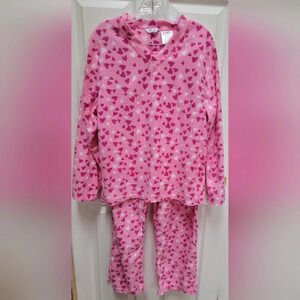 Pine Trails Fleece Pink Hearts Pajama Set Size XL